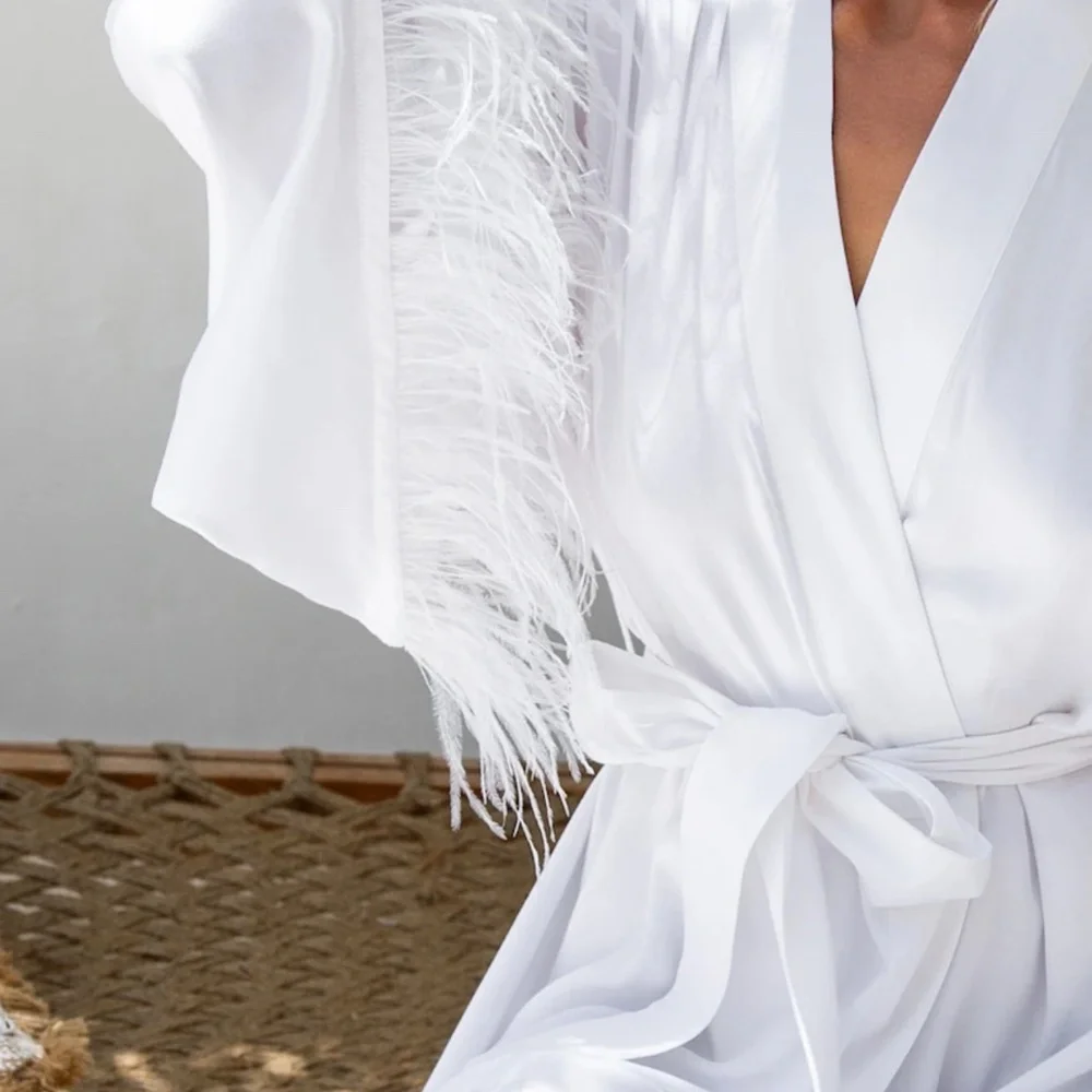 Satin Feather Robe - Picture 3 of 3